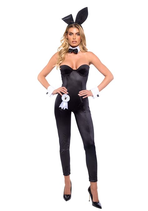 Womens Black Playboy Bunny Costume Large .